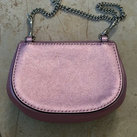 Coach Morgan Card Case with Crossbody Chain – Metallic Lilac (Style CP245) - Picture 4 of 11